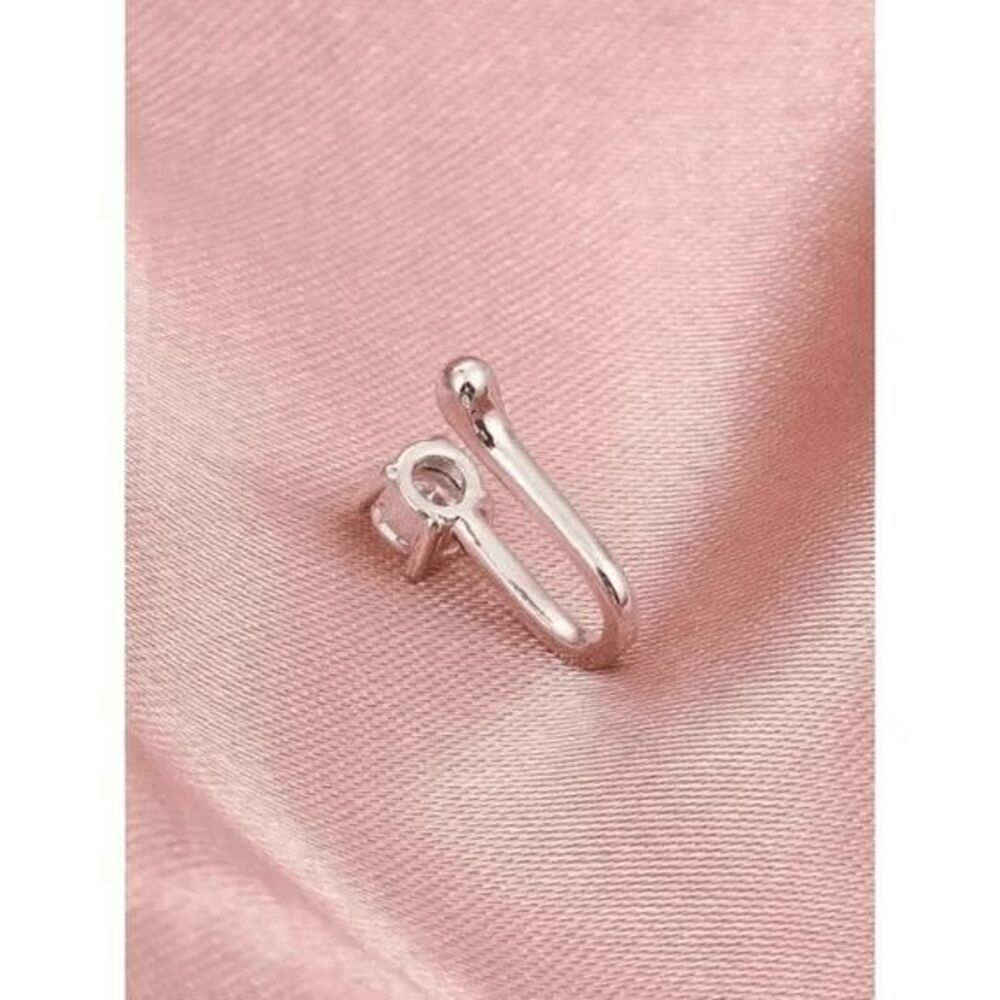 WHITE GOLD DIAMOND NOSE RING CUFF - Picture 3 of 6